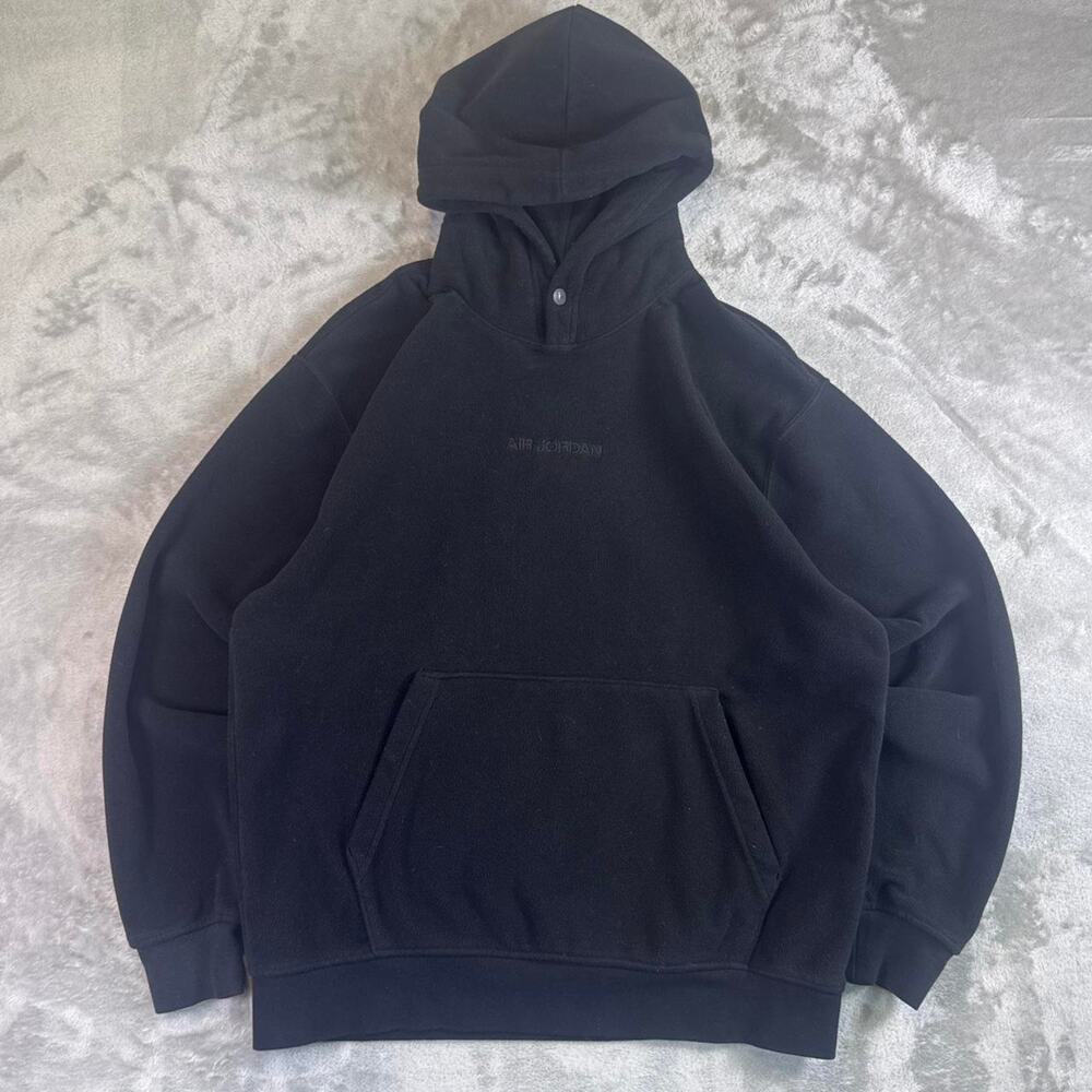 Jordan Essential Black Pullover Hoodie Embroidered Logo Fleece Size M